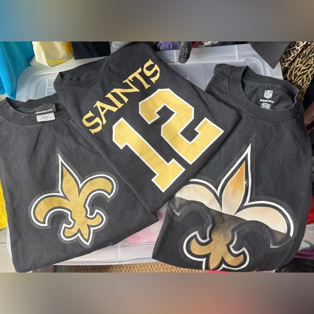 NFL New Orleans Saints boys youth size medium 10/12 T-shirt bundle black gold